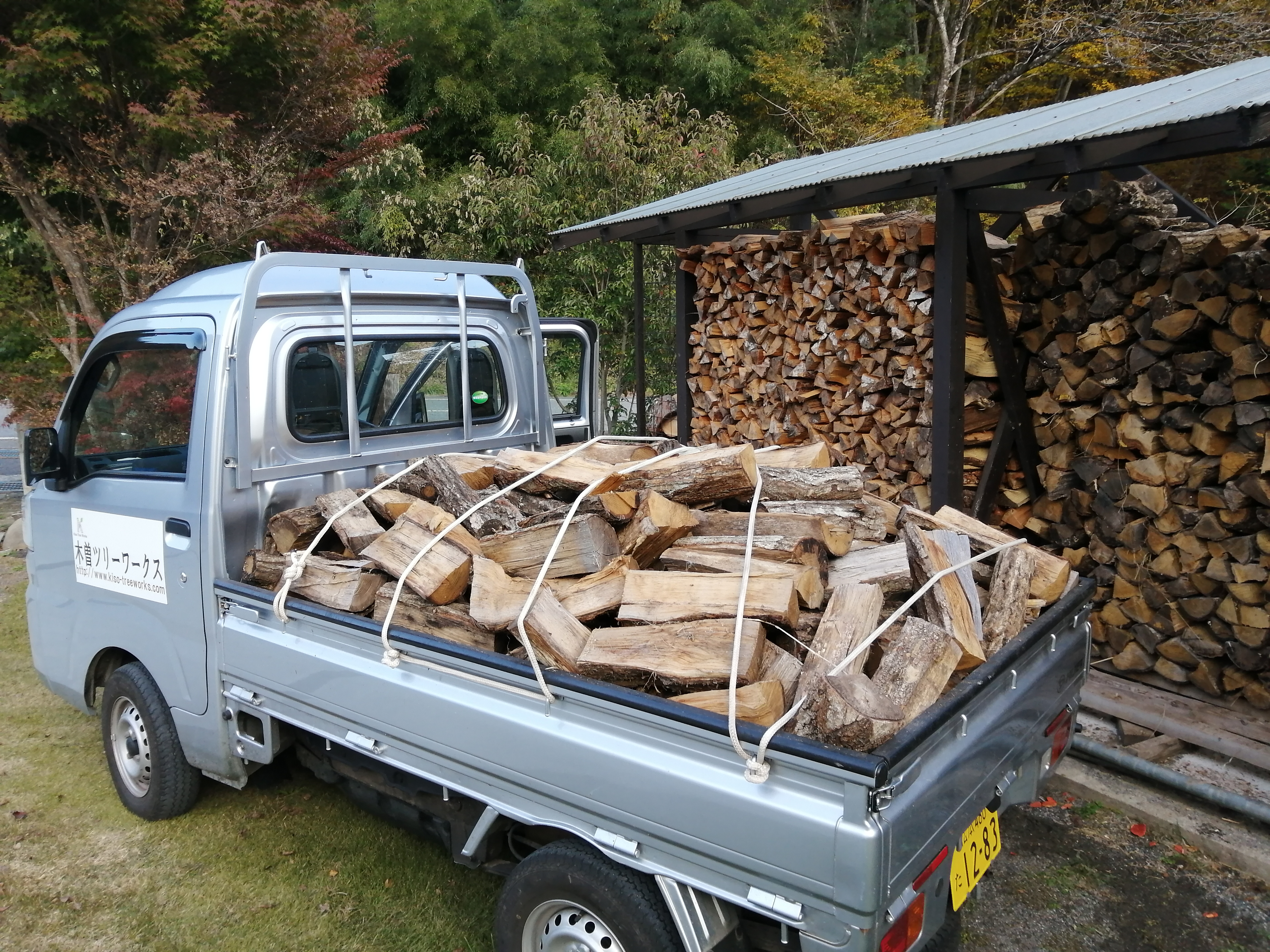 薪① 針葉樹 軽トラ2台分 原木 カラマツ7本